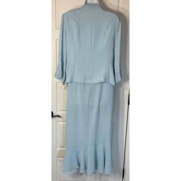 Mother/Grandmother of the Bride Blue 2pc Long Formal Gown w/Jacket 12 - Picture 7 of 10